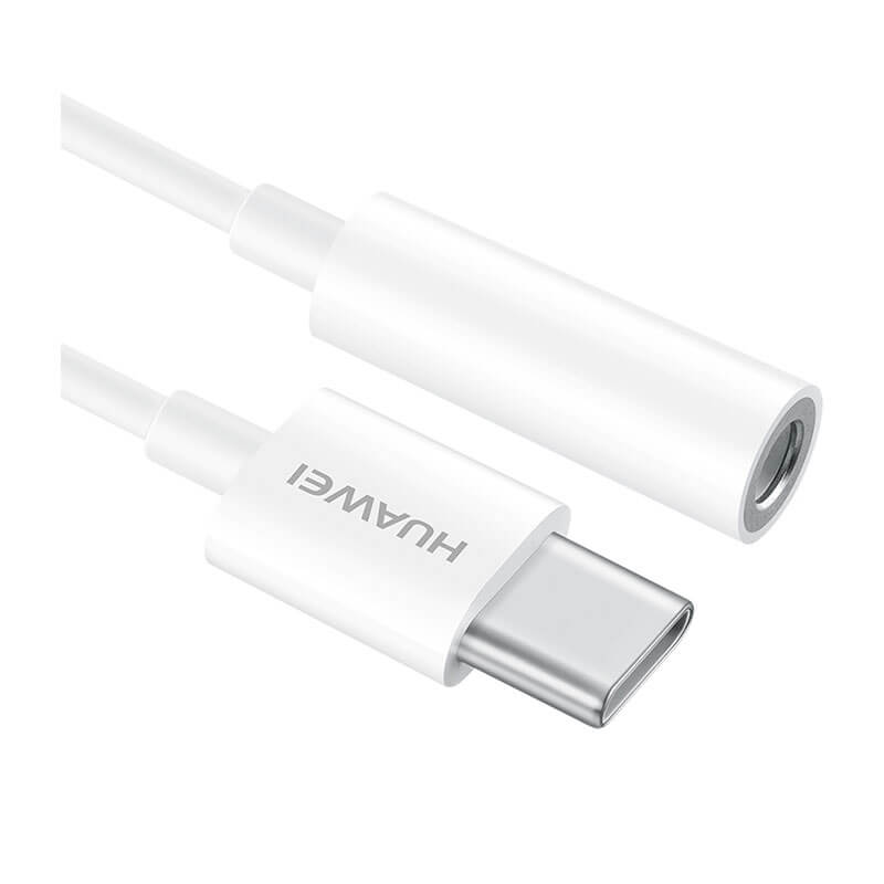 Genuine Huawei USB-C To 3.5mm Audio Adapter – Type C Headphone Jack Cable, White, OEM