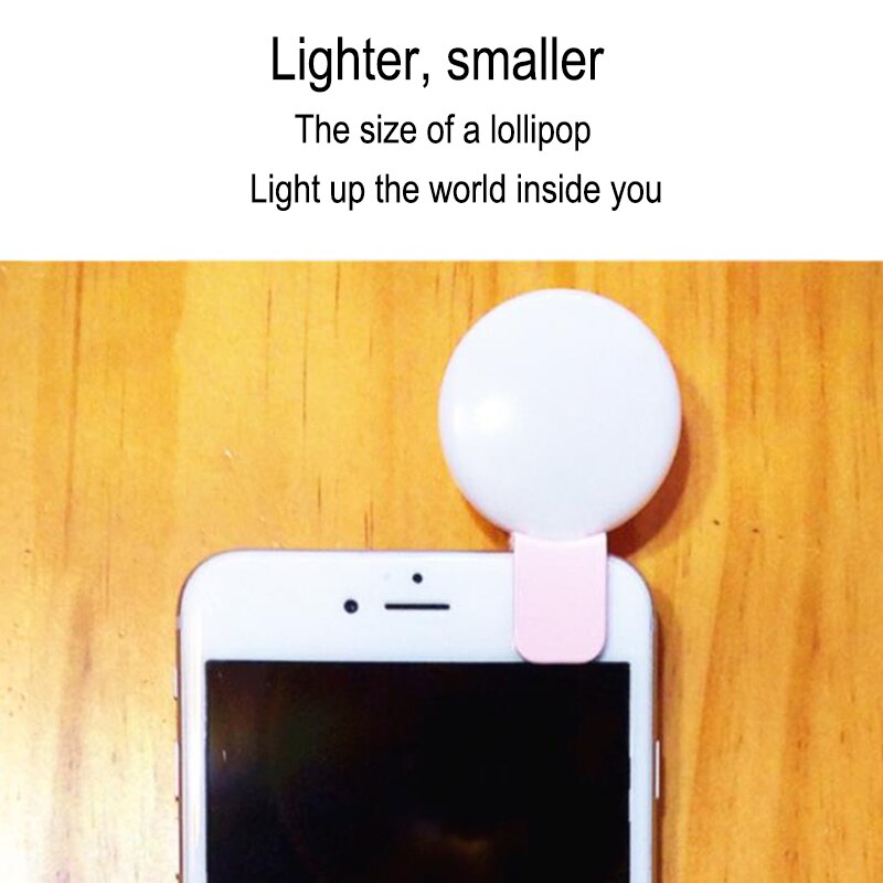 Portable Selfie Flash Led Clip-On Mobile Phone Selfie 3 Adjustable Light Night Enhancing Fill