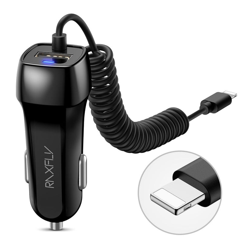 RAXFLY USB Car Charger For iPhone X 6 7 8 XS Max Phone Charger Car Micro USB Type C Lighting For