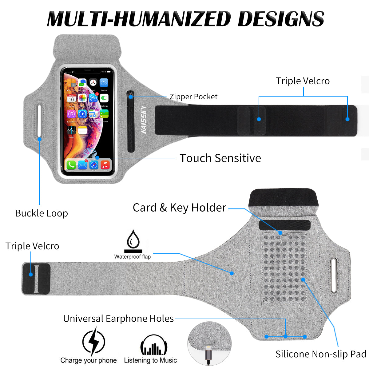 Running Sports Armband Zipper Bag Phone Case Holder