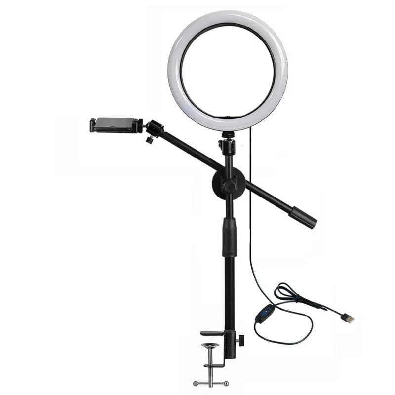 Tabletop Overhead Tripod With Optional Ring Light Phone Holder