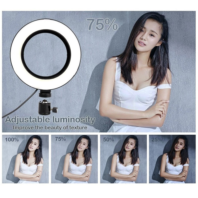 Selfie Lights Ring Fill Light LED Photographic Studio Dimmable Ringlight Phone Holder Lighting 1.25m