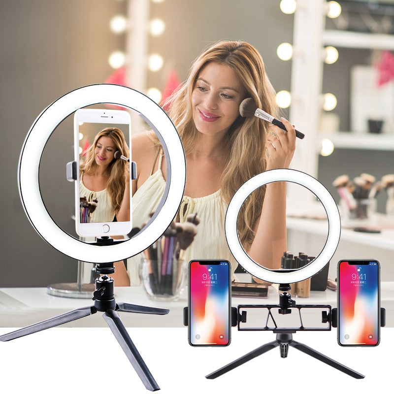 Selfie Lights Ring Fill Light LED Photographic Studio Dimmable Ringlight Phone Holder Lighting 1.25m