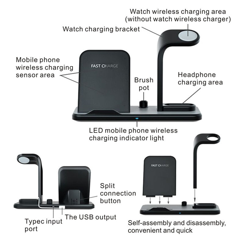 Shyosucce Wireless Charger for moblie phone 3 in1 I/phone 8 x Fast charging Dock Stand For
