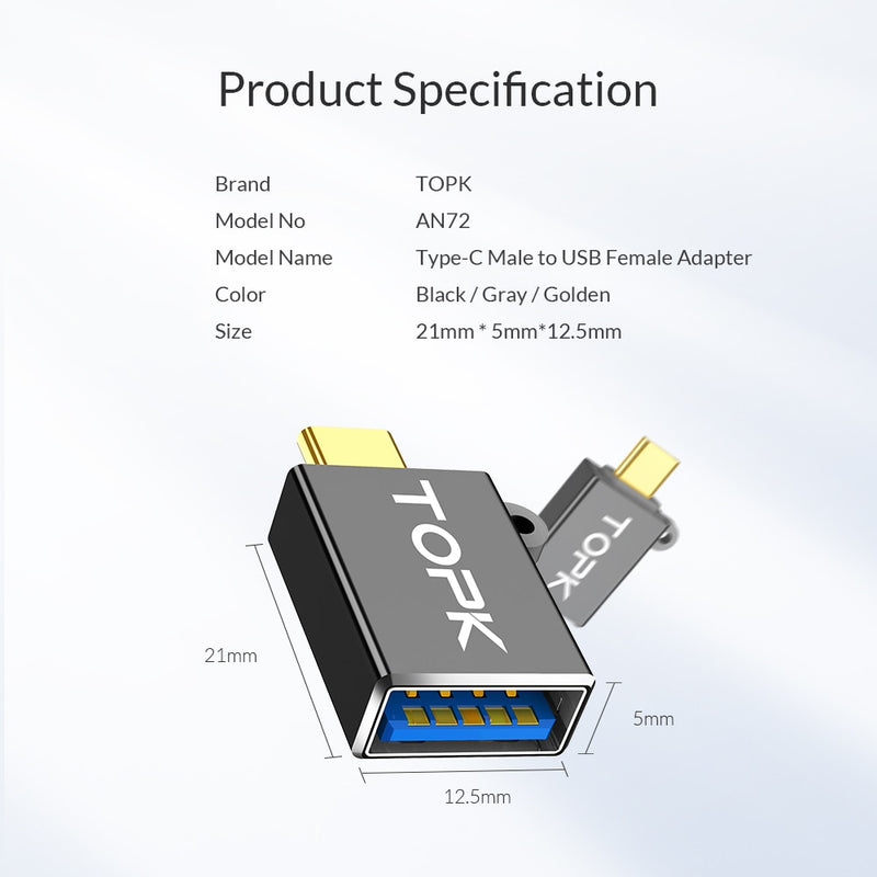 USB Type-C to USB 3.0 Type-C Adapter OTG Cable Converters for Samsung S10 S9 S8 for