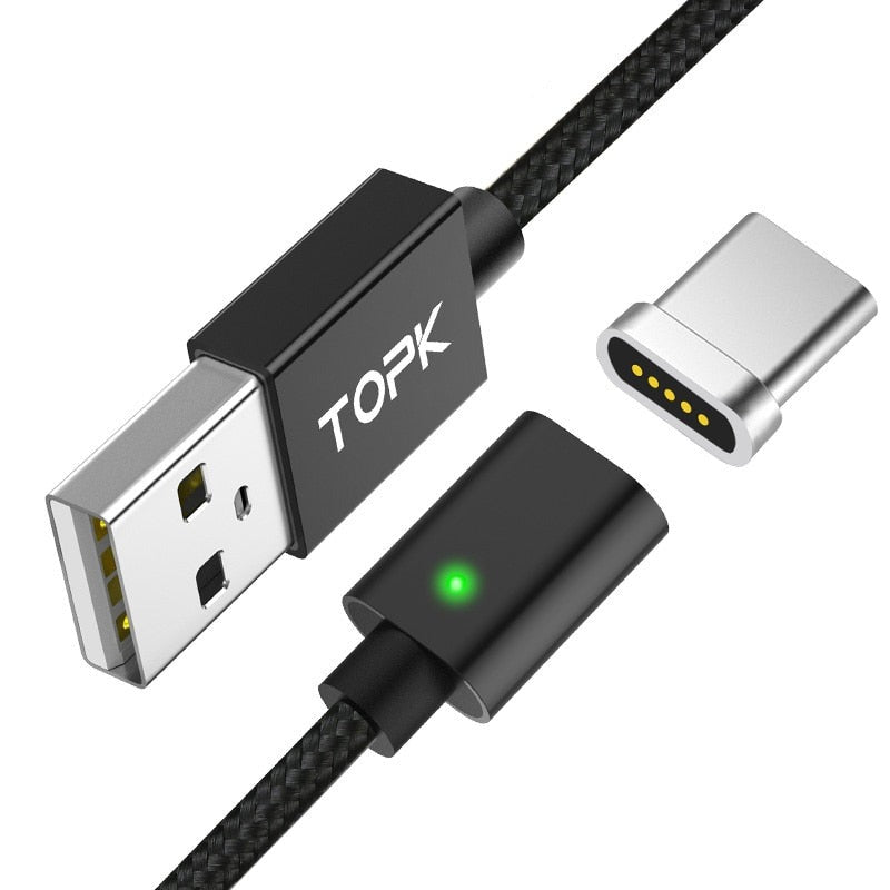 Magnetic Cable USB Type-C Cable & Micro USB Cable Nylon Braided LED Indicator Data Sync