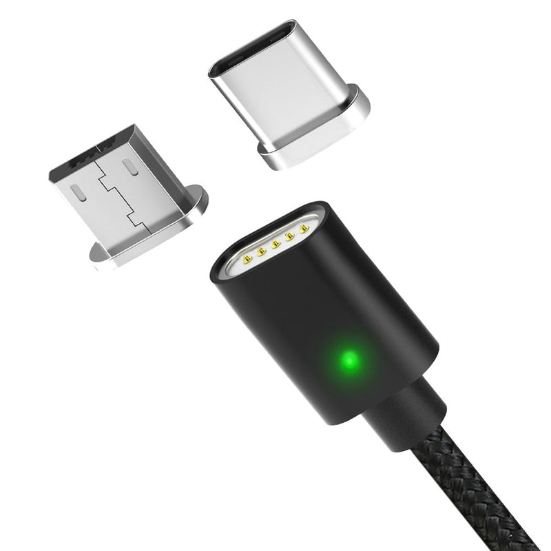 Magnetic Cable LED Indicator USB Type-C Micro USB  Adapter Nylon Braided