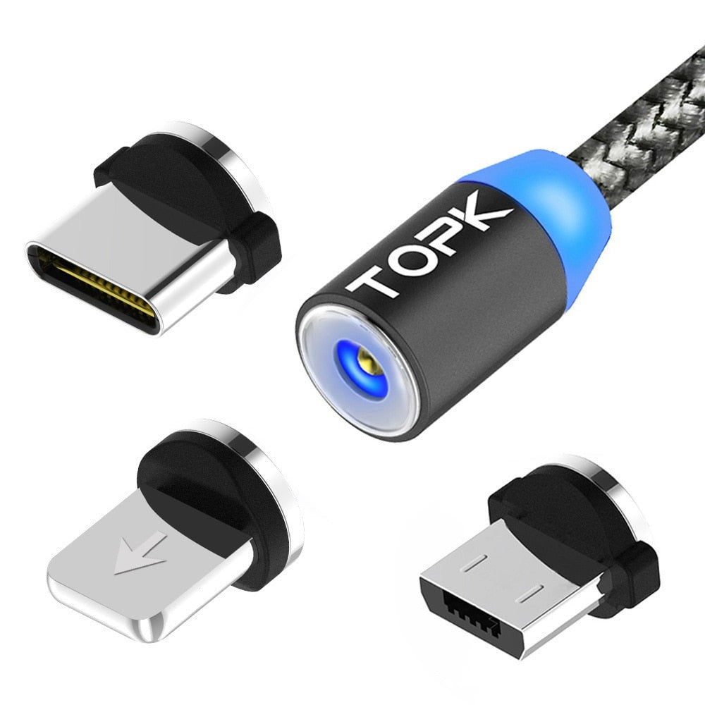 R-Line1 LED Magnetic Cable For iPhone X 8 7 6 Plus Micro USB Cable & USB Type-C Cable Magnet