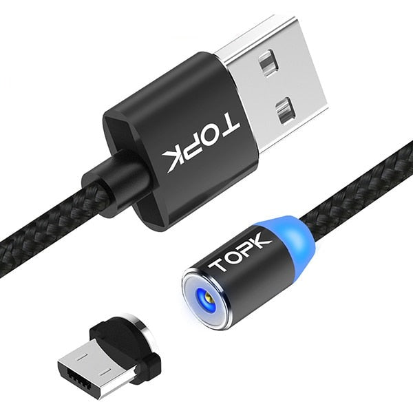 R-Line1 LED Magnetic Cable USB Type-C & Micro USB Cable Braided Wires Magnet Charger Cable