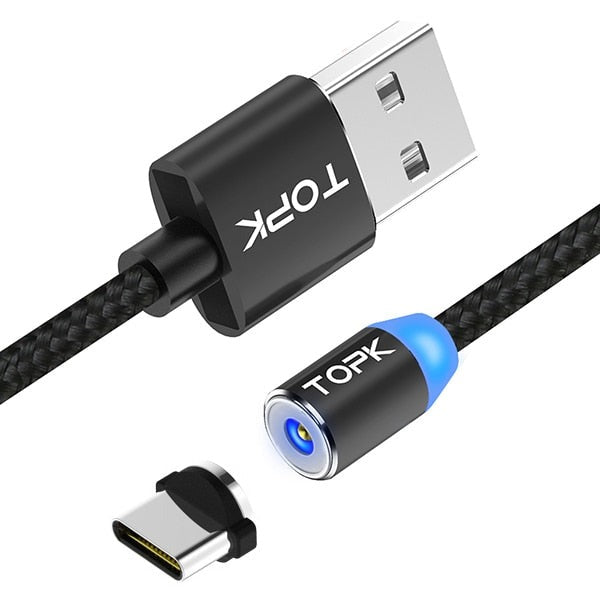 R-Line1 LED Magnetic Cable USB Type-C & Micro USB Cable Braided Wires Magnet Charger Cable