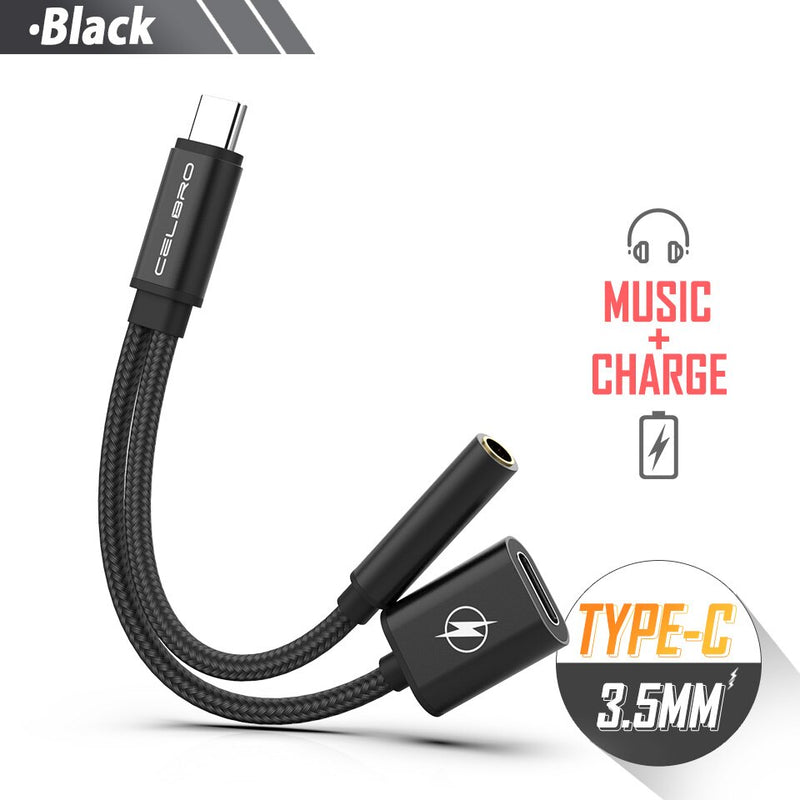 Type C To 3.5mm Aux Audio Splitter Earphone Jack Adapter Connector Audio Charging Charger Cable