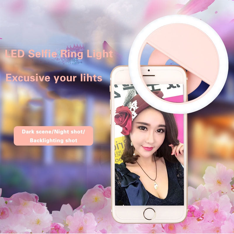 USB Charge led selfie lamp Portable Flash Led Camera Phone Photography Ring Light Enhancing