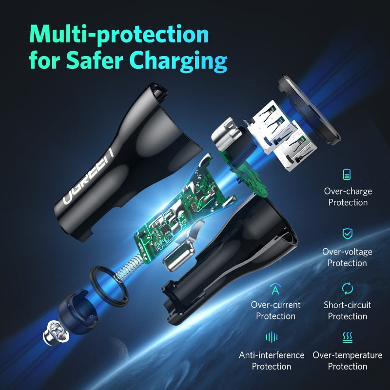 Quick Charge 3.0 36W QC Car Charger for Samsung Fast Car Charging