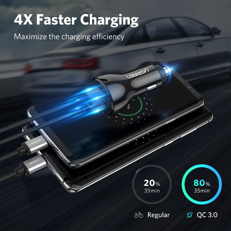 Quick Charge 3.0 36W QC Car Charger for Samsung Fast Car Charging