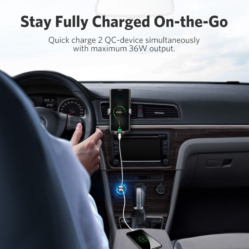 Quick Charge 3.0 36W QC Car Charger for Samsung Fast Car Charging