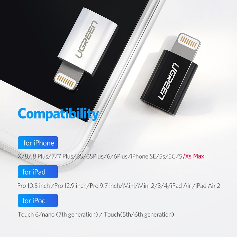 USB Adapter for iPhone 7 Lightning to Micro USB for iPhone X XS Max 6s Adapter Fast