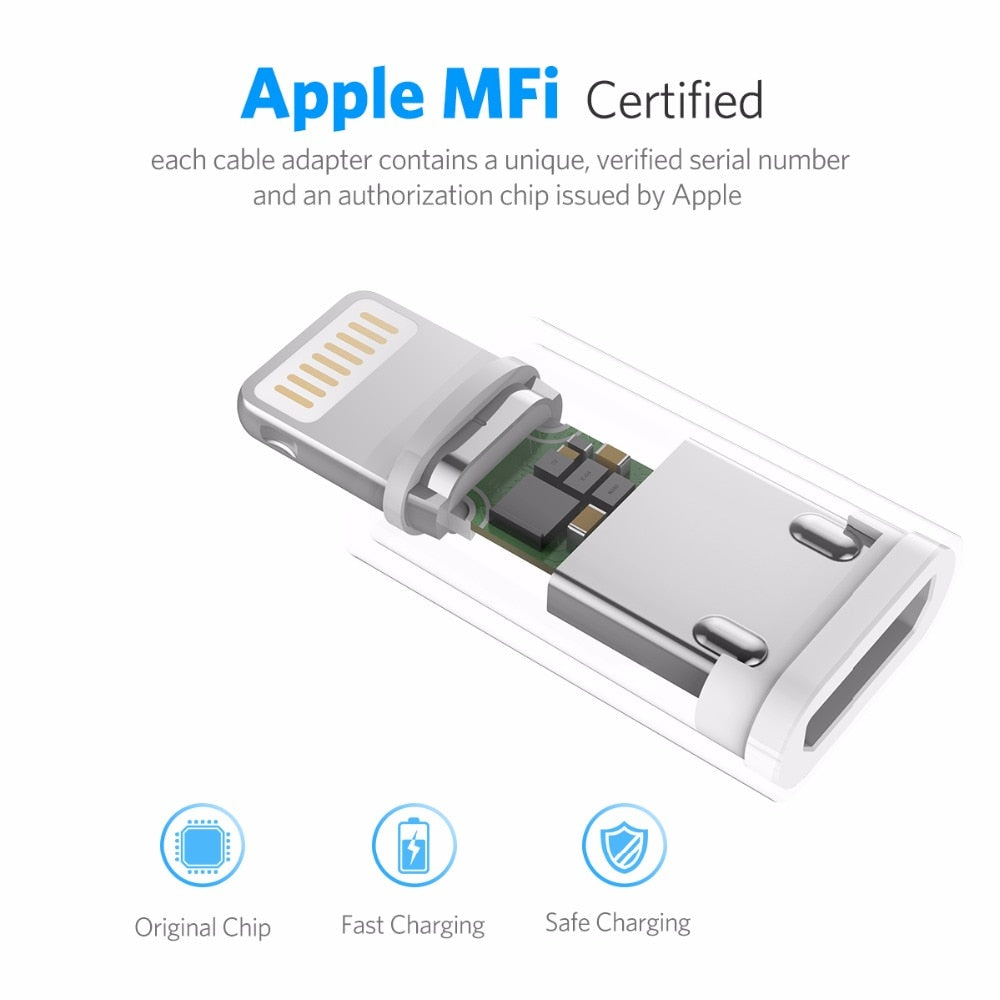 USB Adapter for iPhone 7 Lightning to Micro USB for iPhone X XS Max 6s Adapter Fast