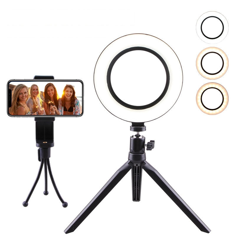 mini Photographic Lighting Dimmable LED Ring Light Photo Studio Phone Ring Lamp Photography For