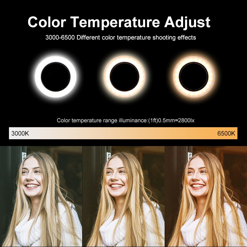 mini Photographic Lighting Dimmable LED Ring Light Photo Studio Phone Ring Lamp Photography For
