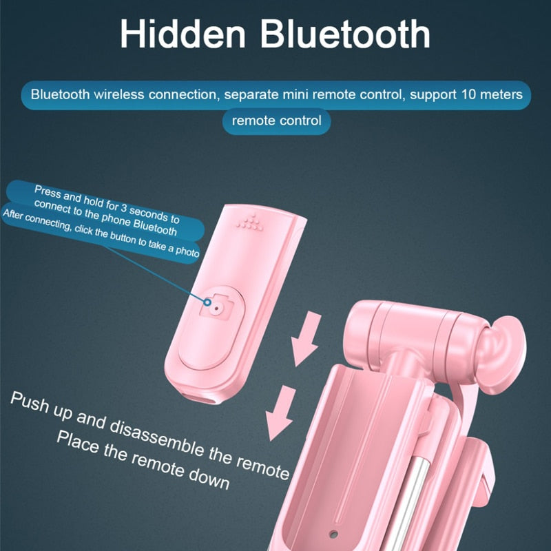 Phone Fill Light led Bluetooth Selfie Stick Tripod holder 4 in 1 LED lighting Monopod Selfie Stick